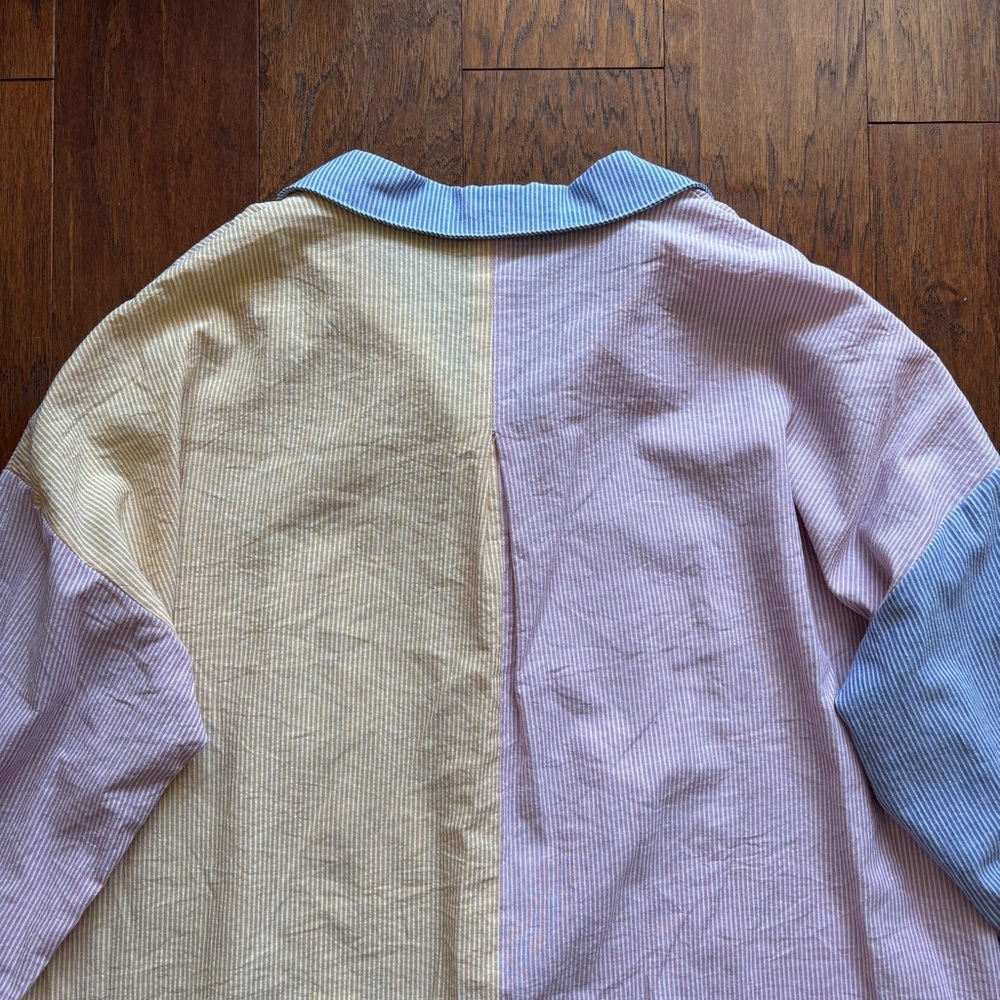 Vici Oversized Patchwork Pinstripe Button Down | … - image 4